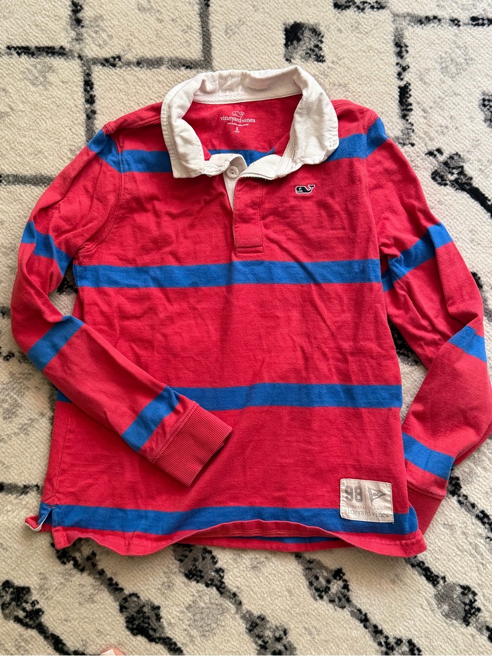 Vineyard Vines Kids Red & Blue Striped Rugby Shirt